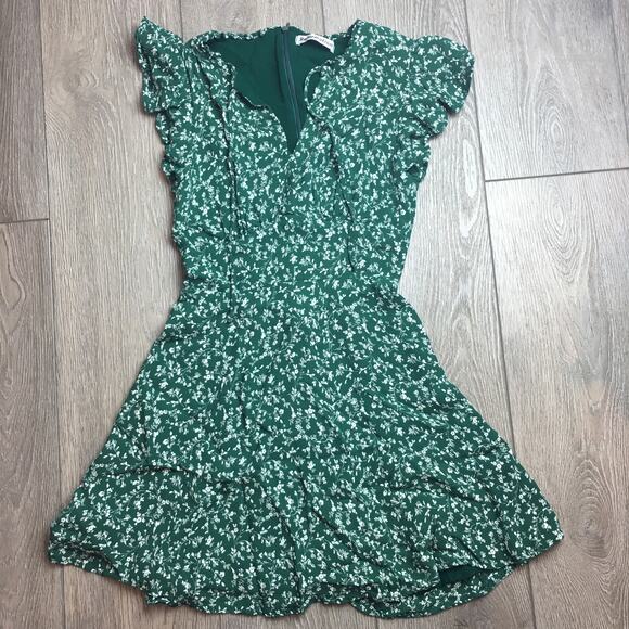 Reformation Vikki Mini Floral Green Parsley Dress Size 0 - Picture 2 of 9